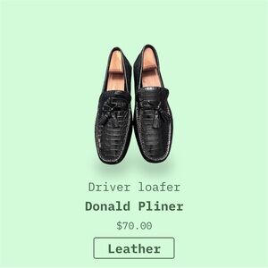 Donald J. Pliner Black Croc-Embossed Tassel Driver Loafers